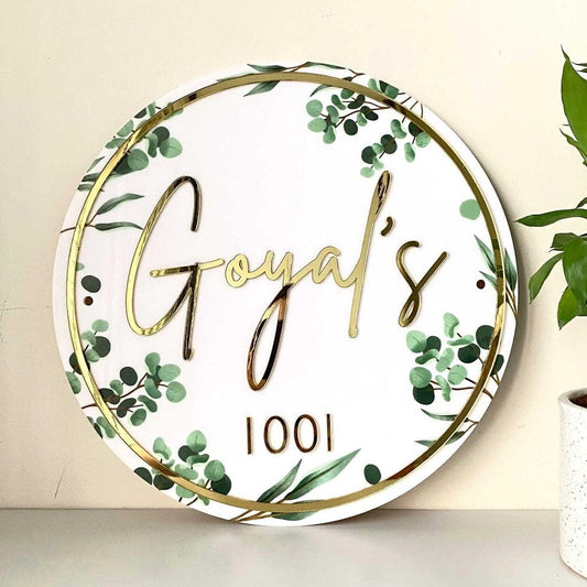 Floral Round Name Plate