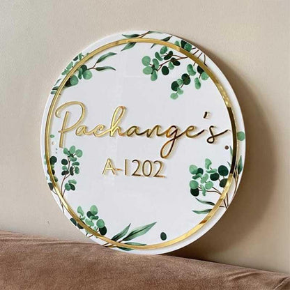 Floral Round Name Plate