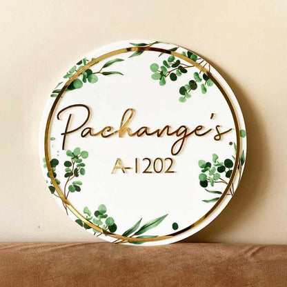 Floral Round Name Plate