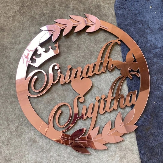 Personalize Acrylic golden Wedding Name Plate